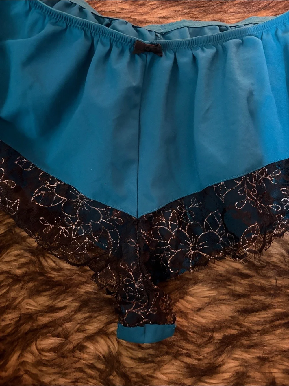 Fredrick’s Of Hollywood Turquoise Lace-Trim Sleep Shorts - Women Intimates M